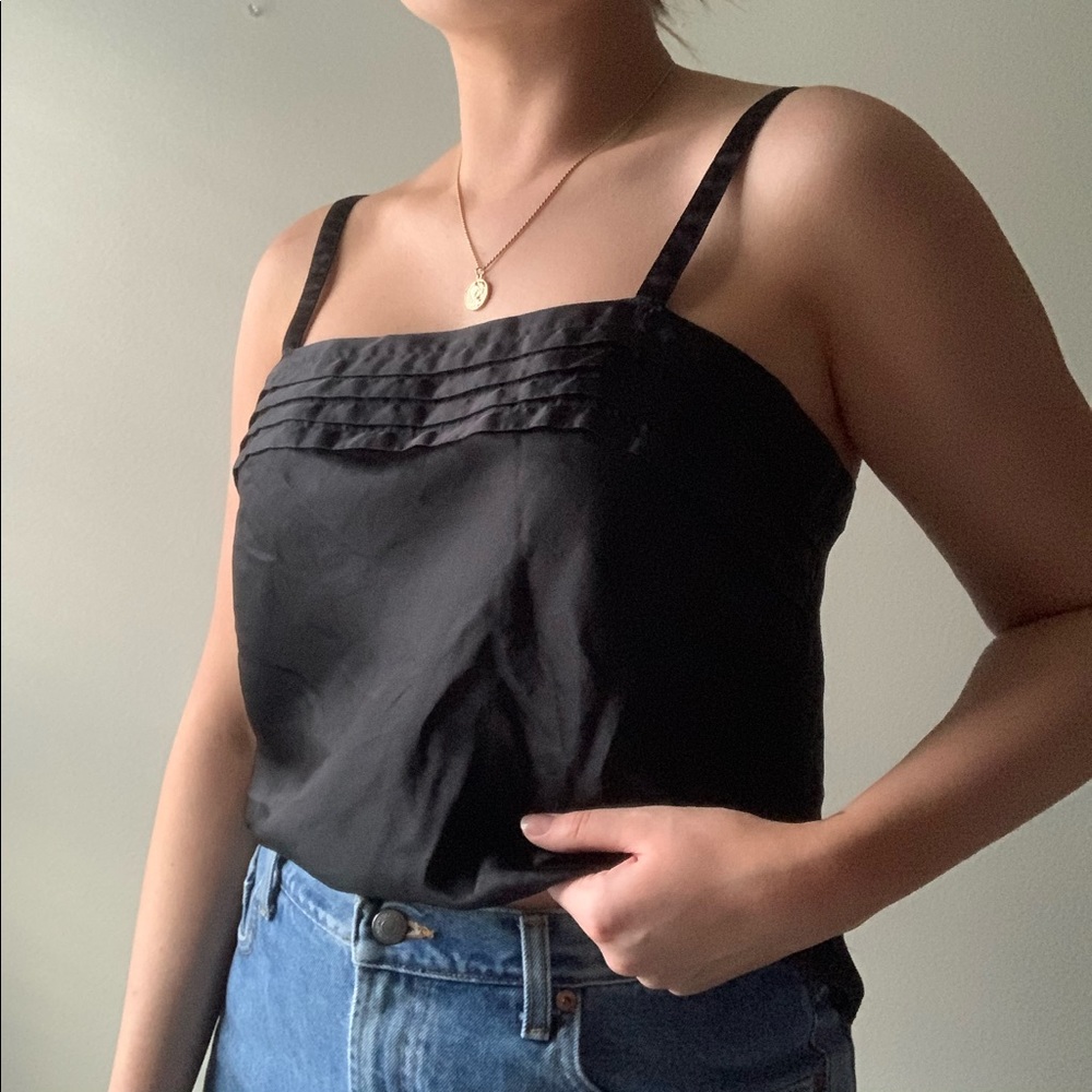 Vintage Black Satin Tank Top